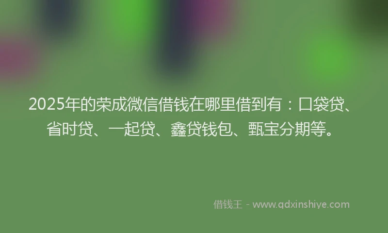 2025年的荣成微信借钱在哪里借到有：口袋贷、省时贷、一起贷、鑫贷钱包、甄宝分期等。