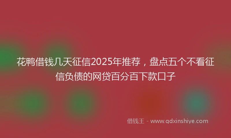 花鸭借钱几天征信2025年推荐，盘点五个不看征信负债的网贷百分百下款口子