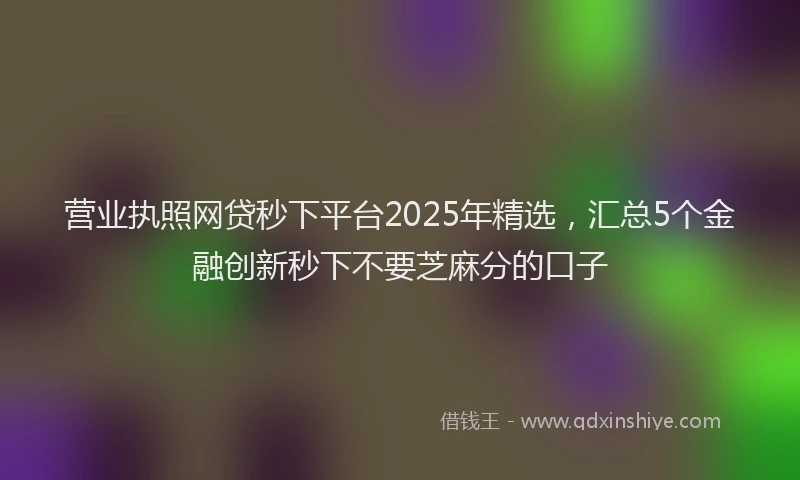 营业执照网贷秒下平台2025年精选，汇总5个金融创新秒下不要芝麻分的口子