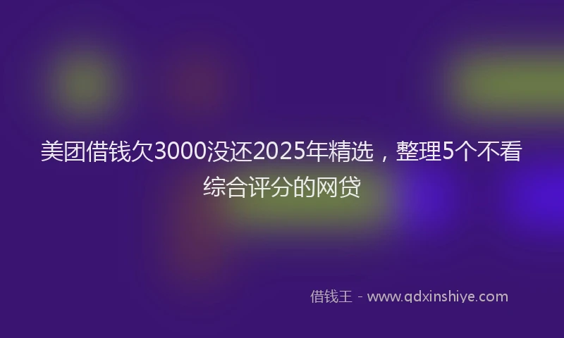美团借钱欠3000没还2025年精选，整理5个不看综合评分的网贷