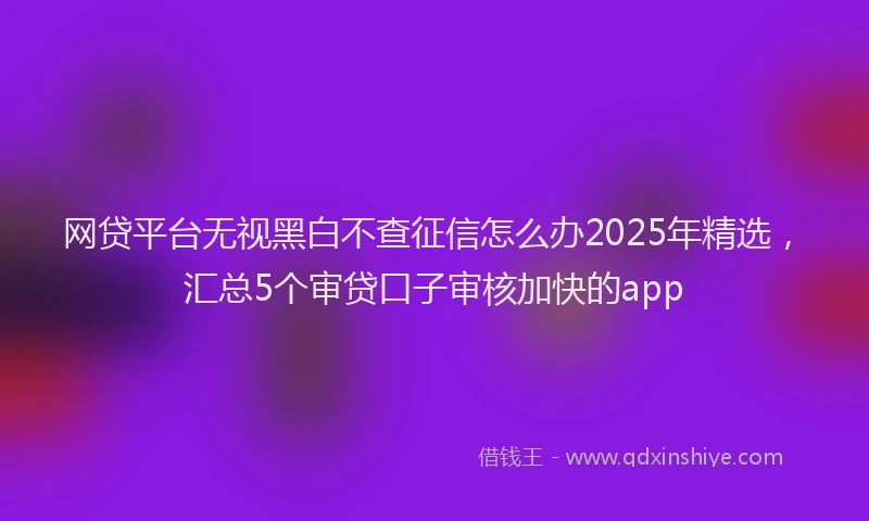 网贷平台无视黑白不查征信怎么办2025年精选，汇总5个审贷口子审核加快的app