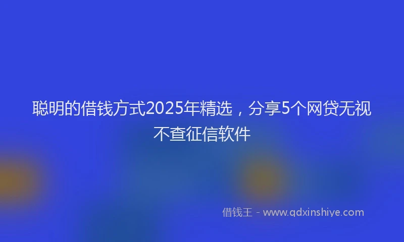 聪明的借钱方式2025年精选，分享5个网贷无视不查征信软件