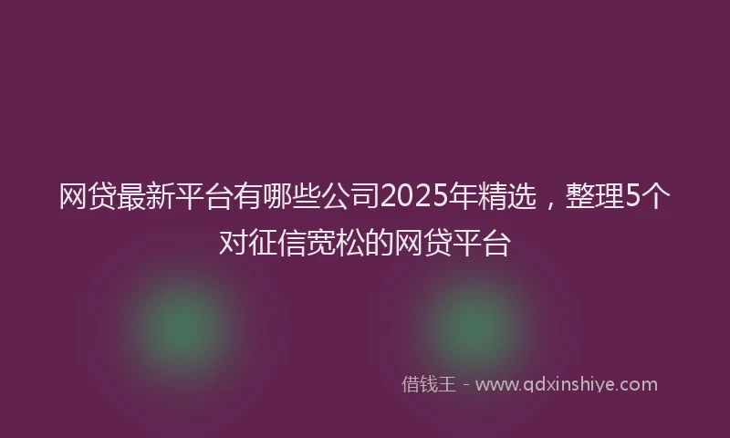 网贷最新平台有哪些公司2025年精选，整理5个对征信宽松的网贷平台