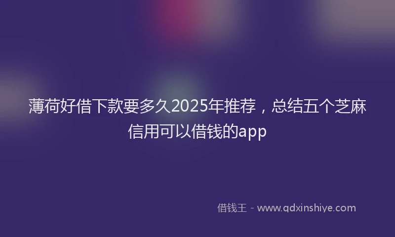 薄荷好借下款要多久2025年推荐，总结五个芝麻信用可以借钱的app
