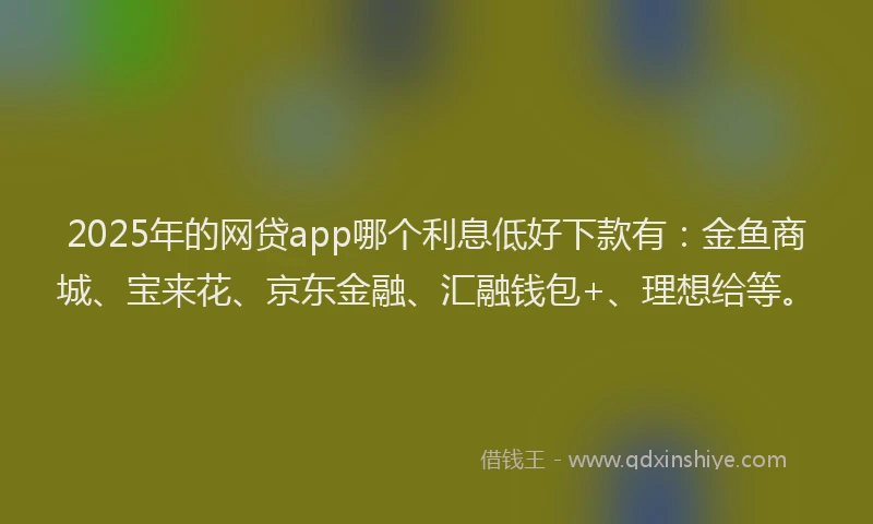 2025年的网贷app哪个利息低好下款有：金鱼商城、宝来花、京东金融、汇融钱包+、理想给等。