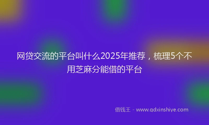 网贷交流的平台叫什么2025年推荐，梳理5个不用芝麻分能借的平台