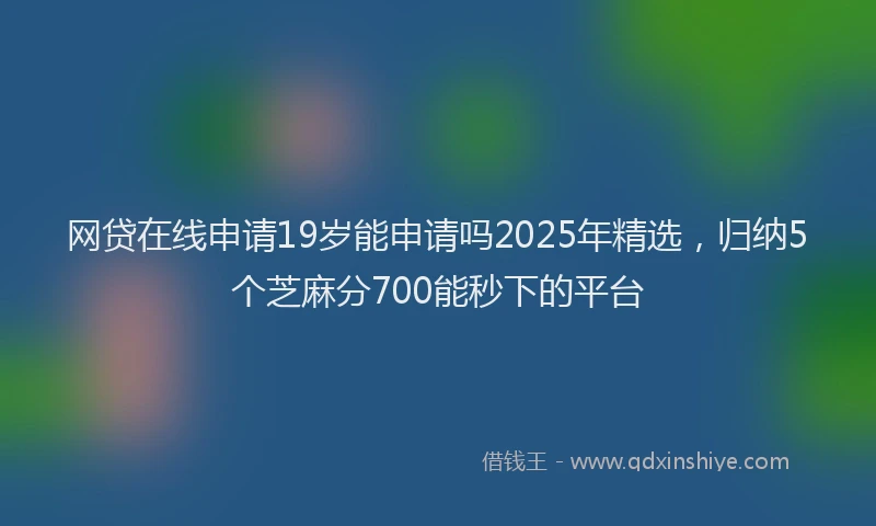 网贷在线申请19岁能申请吗2025年精选，归纳5个芝麻分700能秒下的平台