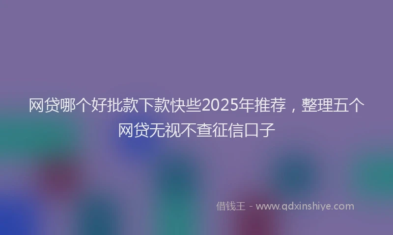 网贷哪个好批款下款快些2025年推荐，整理五个网贷无视不查征信口子