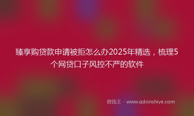 臻享购贷款申请被拒怎么办2025年精选，梳理5个网贷口子风控不严的软件