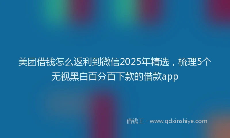美团借钱怎么返利到微信2025年精选，梳理5个无视黑白百分百下款的借款app