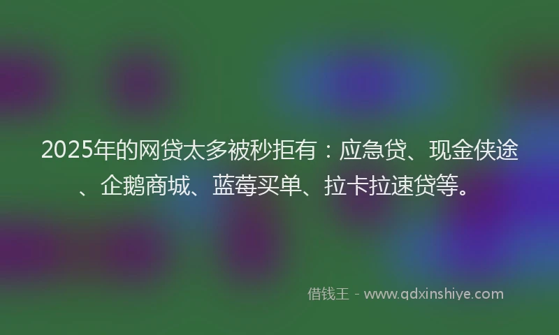 2025年的网贷太多被秒拒有：应急贷、现金侠途、企鹅商城、蓝莓买单、拉卡拉速贷等。