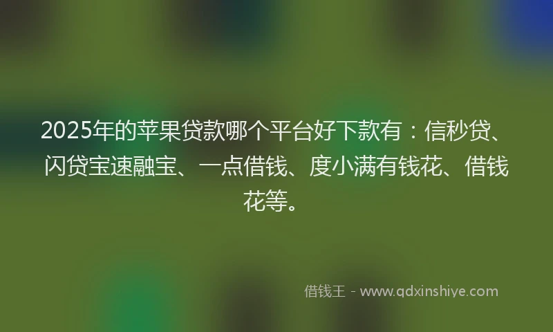 2025年的苹果贷款哪个平台好下款有：信秒贷、闪贷宝速融宝、一点借钱、度小满有钱花、借钱花等。