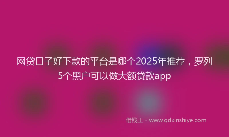 网贷口子好下款的平台是哪个2025年推荐，罗列5个黑户可以做大额贷款app