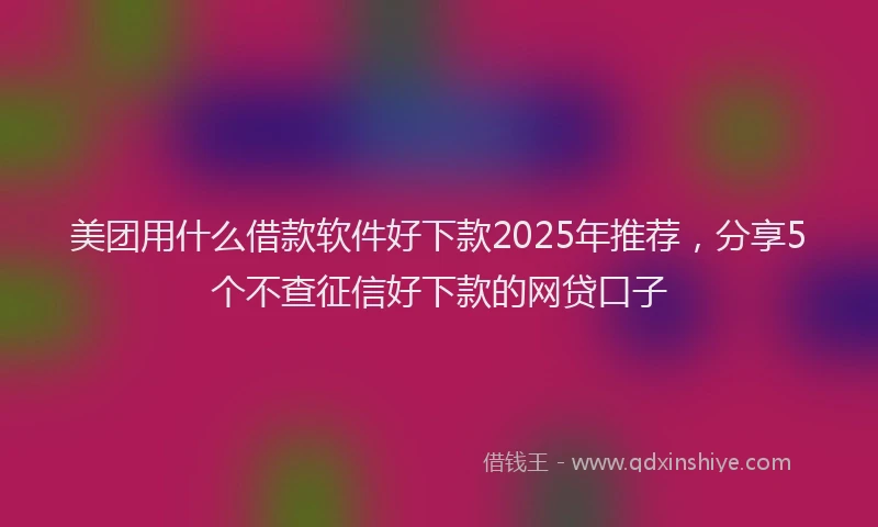 美团用什么借款软件好下款2025年推荐，分享5个不查征信好下款的网贷口子