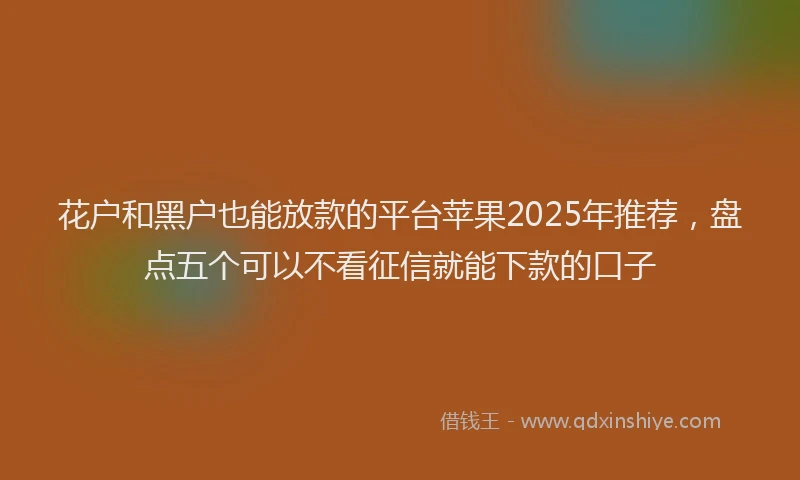 花户和黑户也能放款的平台苹果2025年推荐，盘点五个可以不看征信就能下款的口子