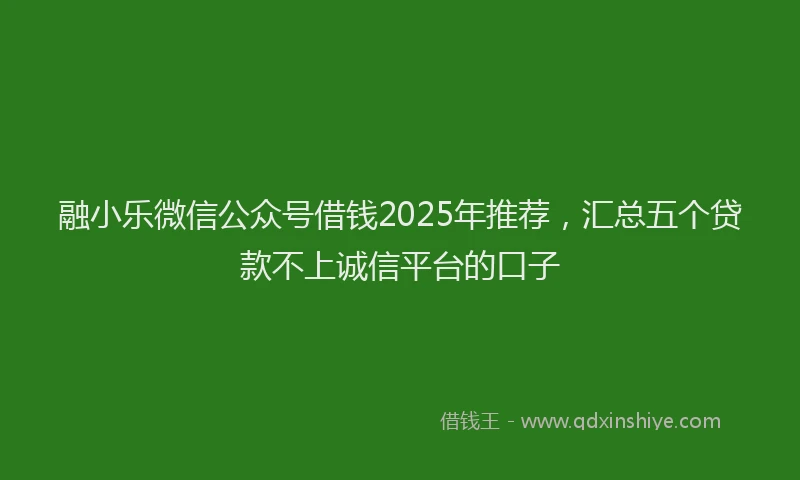 融小乐微信公众号借钱2025年推荐，汇总五个贷款不上诚信平台的口子