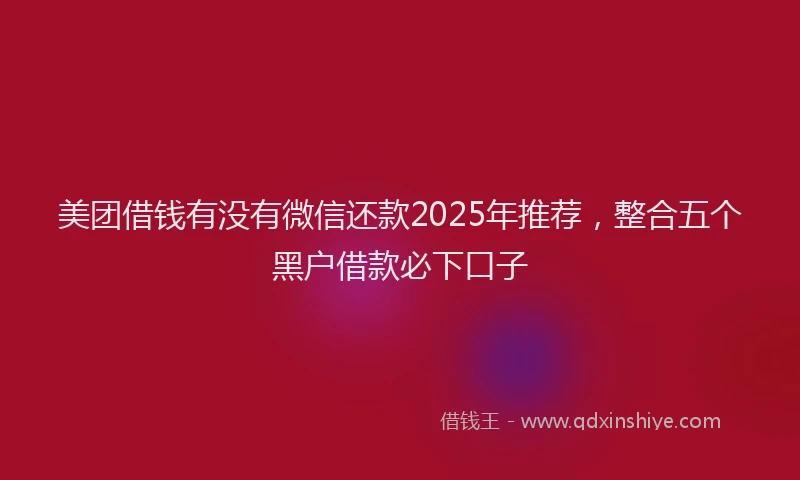 美团借钱有没有微信还款2025年推荐，整合五个黑户借款必下口子