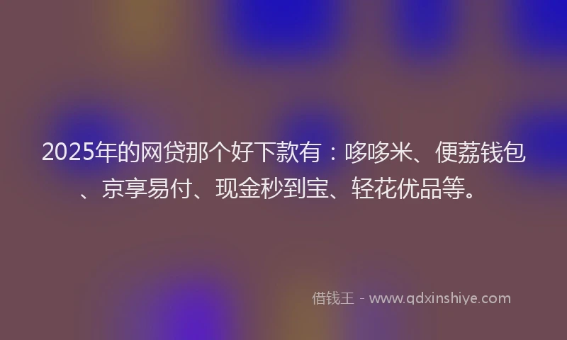 2025年的网贷那个好下款有：哆哆米、便荔钱包、京享易付、现金秒到宝、轻花优品等。