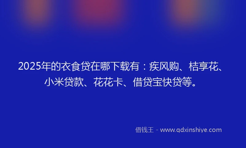2025年的衣食贷在哪下载有：疾风购、桔享花、小米贷款、花花卡、借贷宝快贷等。