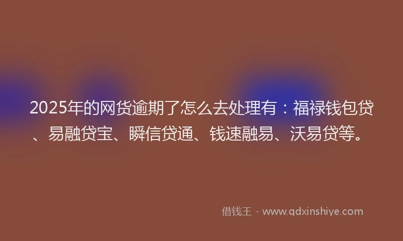 2025年的网货逾期了怎么去处理有：福禄钱包贷、易融贷宝、瞬信贷通、钱速融易、沃易贷等。