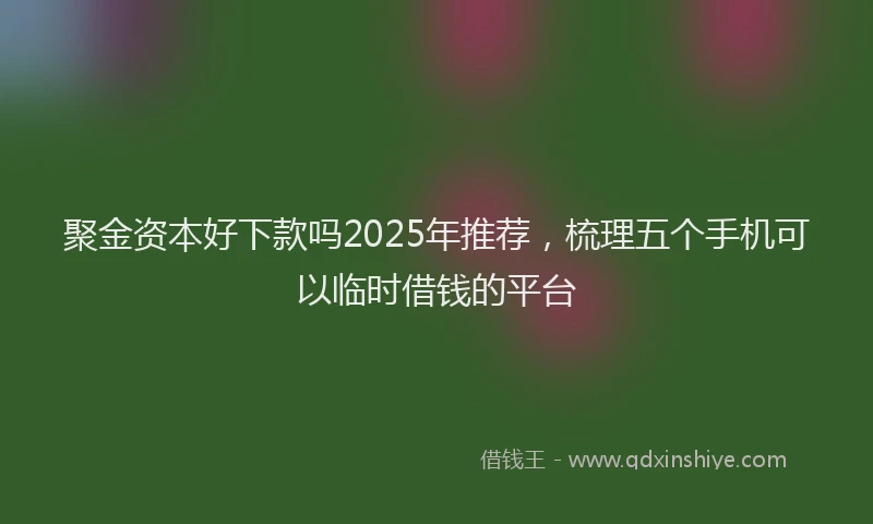 聚金资本好下款吗2025年推荐，梳理五个手机可以临时借钱的平台