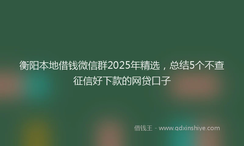 衡阳本地借钱微信群2025年精选，总结5个不查征信好下款的网贷口子