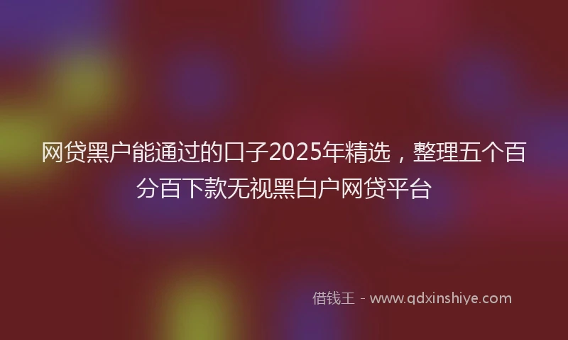 网贷黑户能通过的口子2025年精选，整理五个百分百下款无视黑白户网贷平台