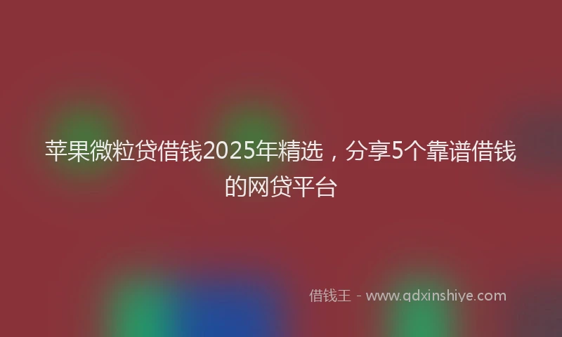 苹果微粒贷借钱2025年精选，分享5个靠谱借钱的网贷平台