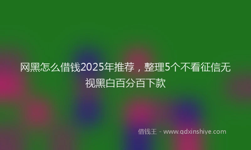 网黑怎么借钱2025年推荐，整理5个不看征信无视黑白百分百下款
