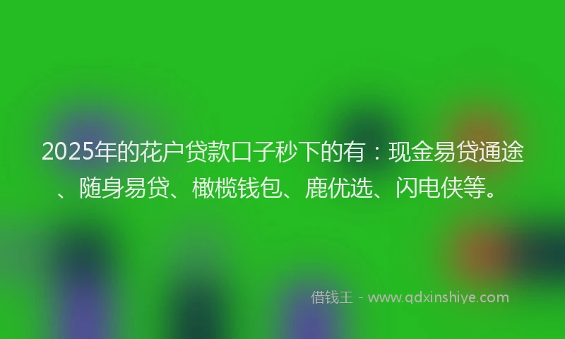 2025年的花户贷款口子秒下的有：现金易贷通途、随身易贷、橄榄钱包、鹿优选、闪电侠等。