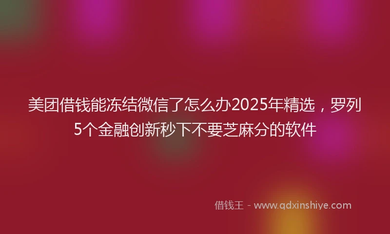 美团借钱能冻结微信了怎么办2025年精选，罗列5个金融创新秒下不要芝麻分的软件
