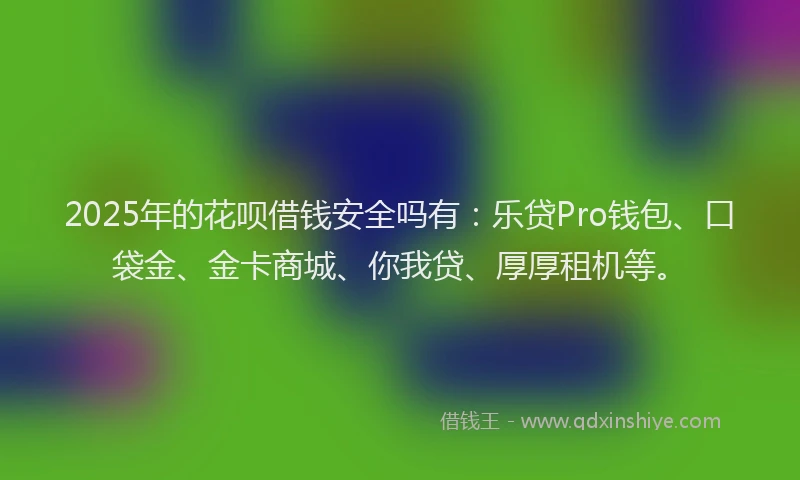 2025年的花呗借钱安全吗有：乐贷Pro钱包、口袋金、金卡商城、你我贷、厚厚租机等。
