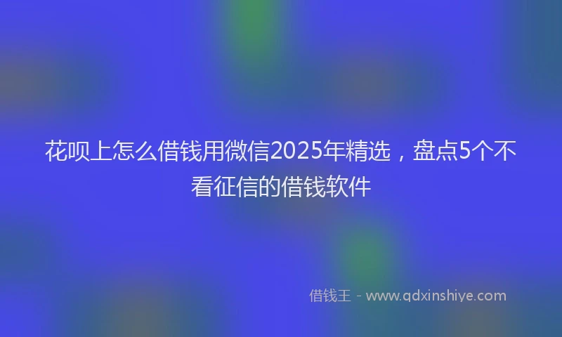 花呗上怎么借钱用微信2025年精选，盘点5个不看征信的借钱软件