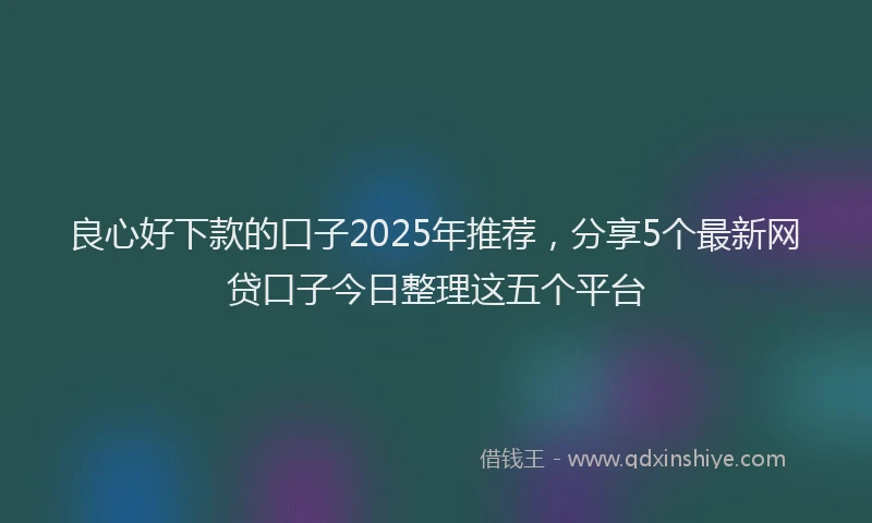 良心好下款的口子2025年推荐，分享5个最新网贷口子今日整理这五个平台