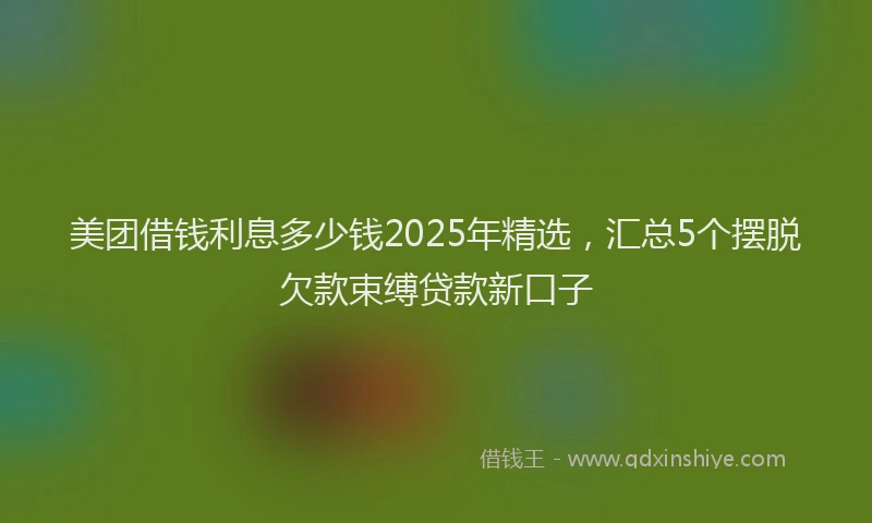 美团借钱利息多少钱2025年精选，汇总5个摆脱欠款束缚贷款新口子
