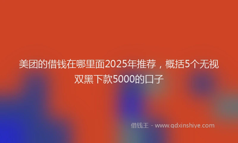美团的借钱在哪里面2025年推荐，概括5个无视双黑下款5000的口子