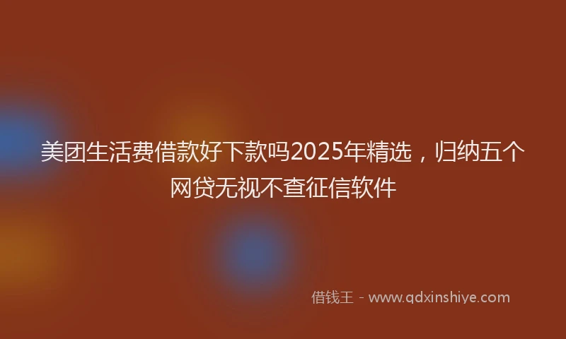 美团生活费借款好下款吗2025年精选，归纳五个网贷无视不查征信软件