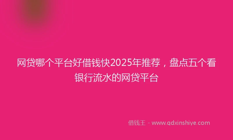 网贷哪个平台好借钱快2025年推荐，盘点五个看银行流水的网贷平台