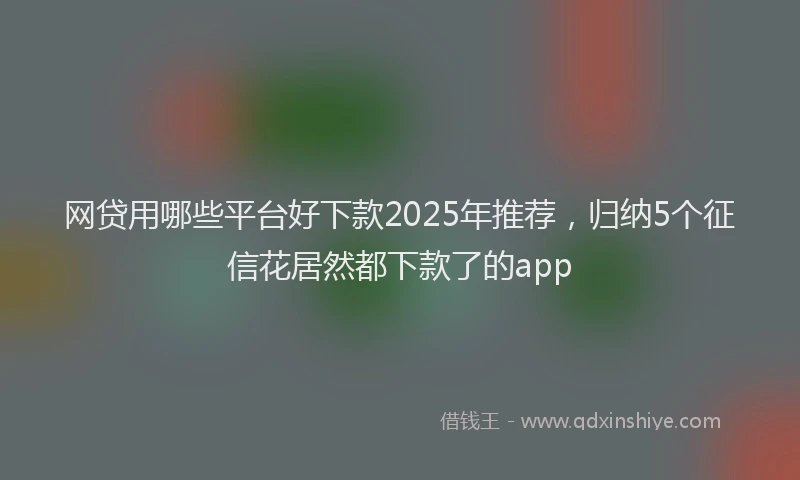 网贷用哪些平台好下款2025年推荐，归纳5个征信花居然都下款了的app