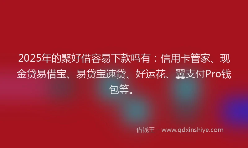 2025年的聚好借容易下款吗有：信用卡管家、现金贷易借宝、易贷宝速贷、好运花、翼支付Pro钱包等。