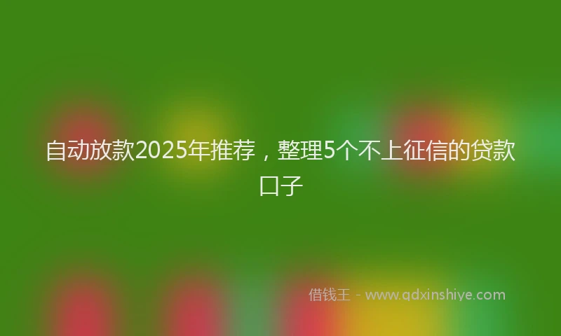 自动放款2025年推荐，整理5个不上征信的贷款口子
