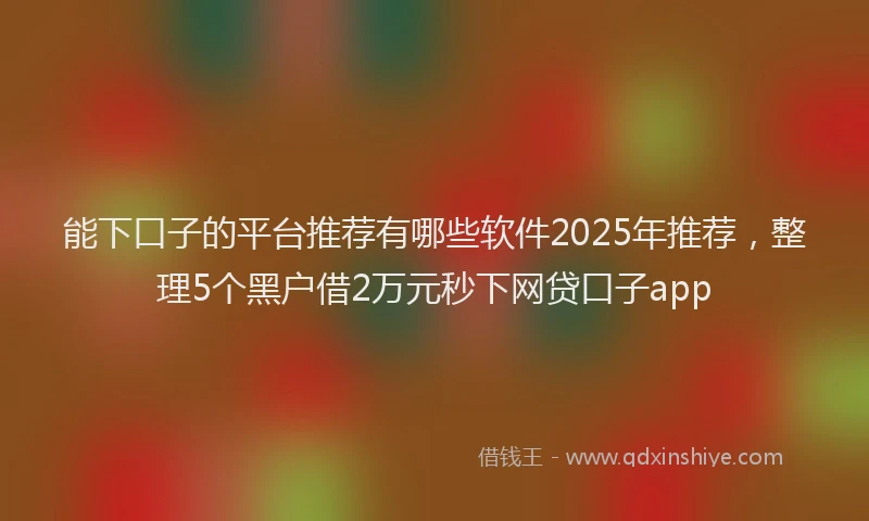 能下口子的平台推荐有哪些软件2025年推荐，整理5个黑户借2万元秒下网贷口子app
