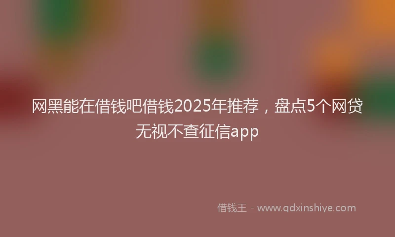 网黑能在借钱吧借钱2025年推荐，盘点5个网贷无视不查征信app