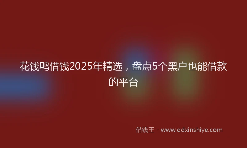 花钱鸭借钱2025年精选，盘点5个黑户也能借款的平台