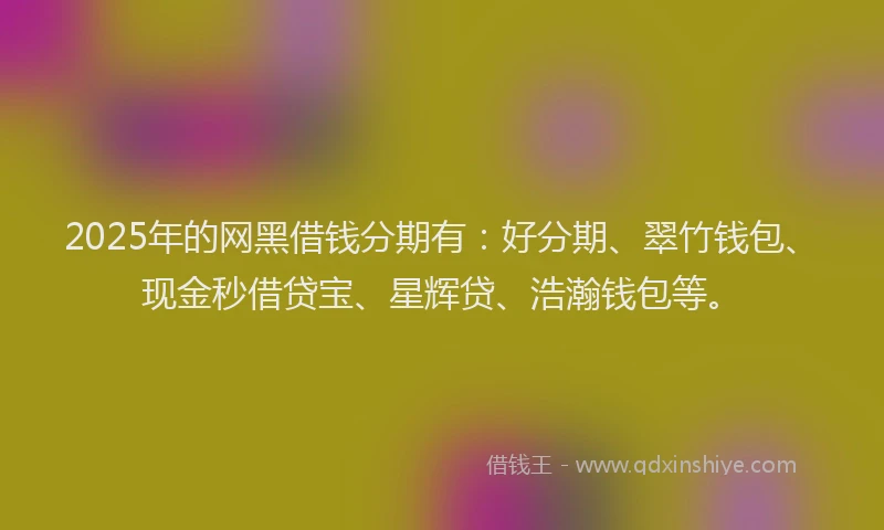 2025年的网黑借钱分期有：好分期、翠竹钱包、现金秒借贷宝、星辉贷、浩瀚钱包等。