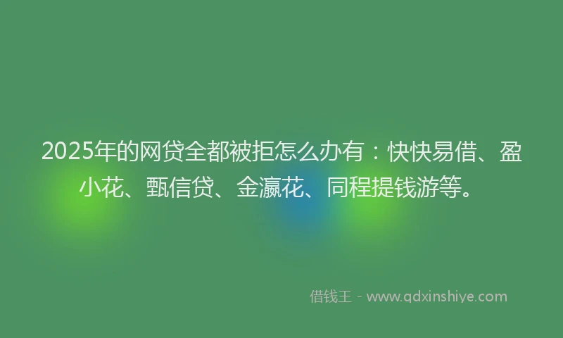 2025年的网贷全都被拒怎么办有：快快易借、盈小花、甄信贷、金瀛花、同程提钱游等。