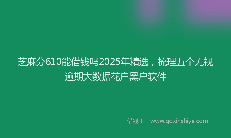 芝麻分610能借钱吗2025年精选，梳理五个无视逾期大数据花户黑户软件