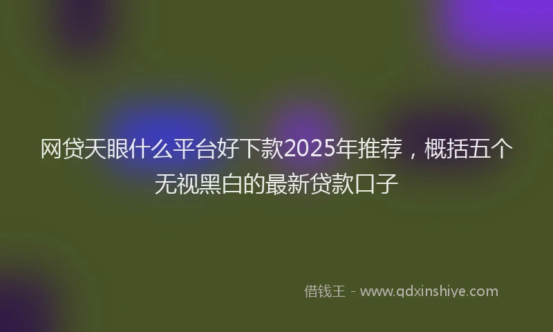 网贷天眼什么平台好下款2025年推荐，概括五个无视黑白的最新贷款口子