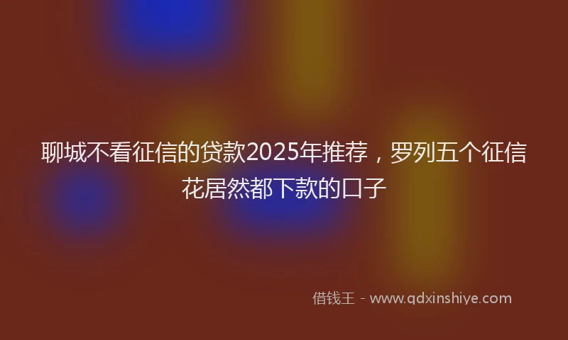聊城不看征信的贷款2025年推荐，罗列五个征信花居然都下款的口子