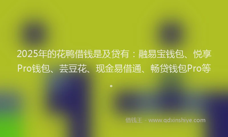 2025年的花鸭借钱是及贷有：融易宝钱包、悦享Pro钱包、芸豆花、现金易借通、畅贷钱包Pro等。